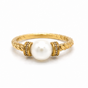 Pearl Rope Design Ring in 14K Yellow Gold