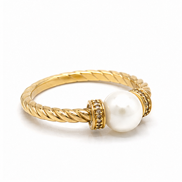 Pearl Rope Design Ring in 14K Yellow Gold - Image 2