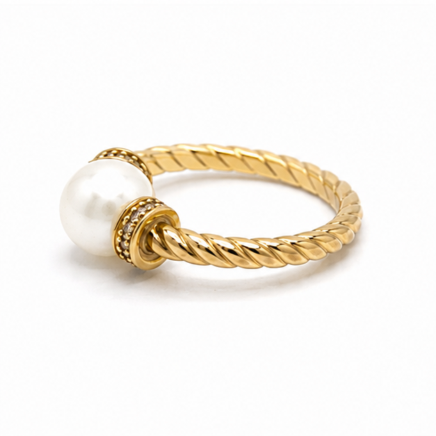 Pearl Rope Design Ring in 14K Yellow Gold - Image 3
