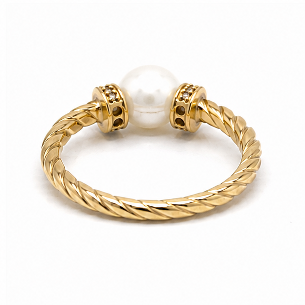 Pearl Rope Design Ring in 14K Yellow Gold - Image 4