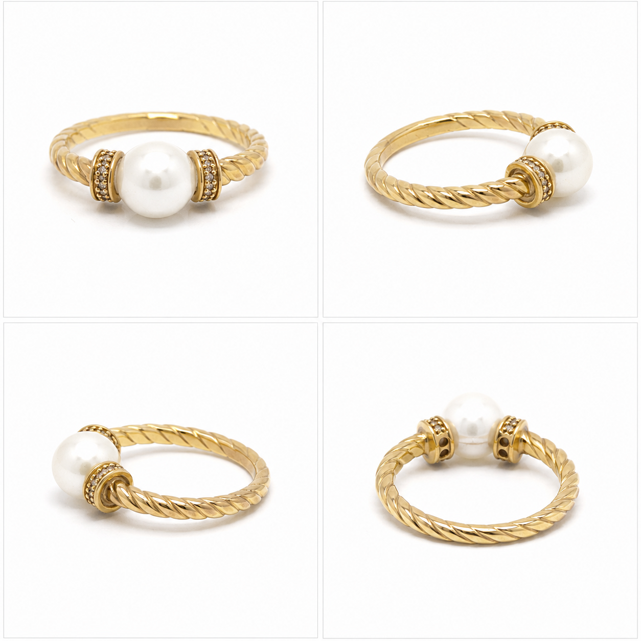Pearl Rope Design Ring in 14K Yellow Gold - Image 5