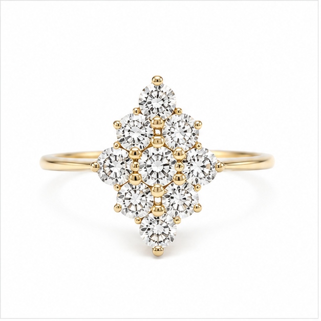 Nine-Diamond Cluster Ring in 14K Yellow Gold