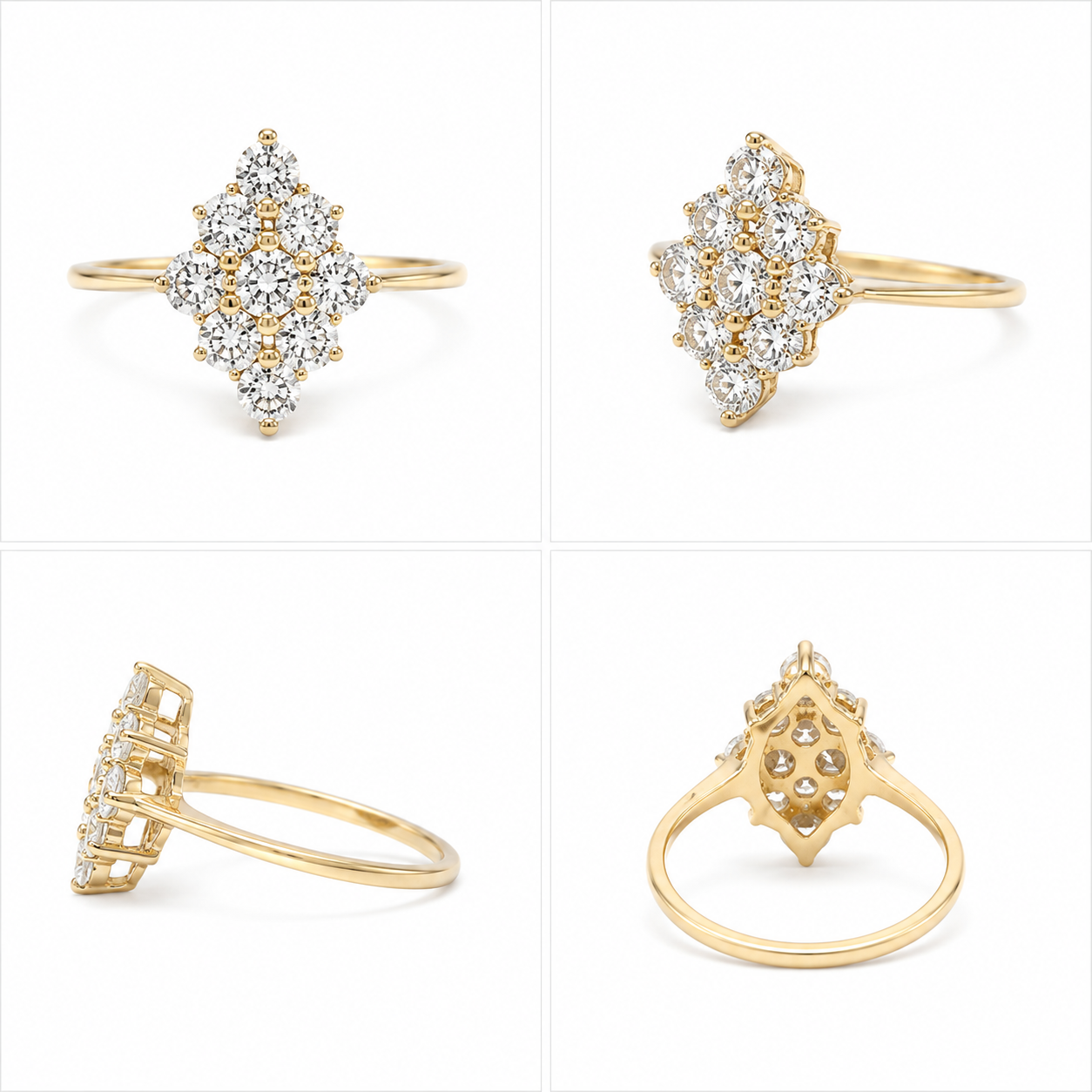 Nine-Diamond Cluster Ring in 14K Yellow Gold - Image 5