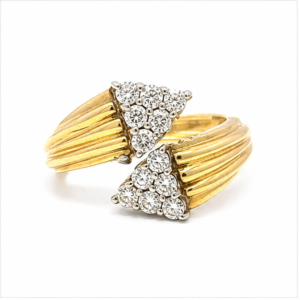 Estate 18K Yellow Gold Diamond Hinged Bypass Ring