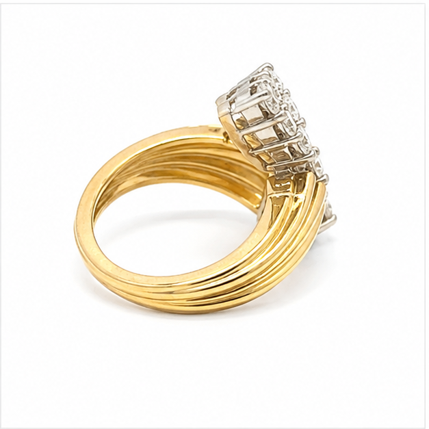 Estate 18K Yellow Gold Diamond Hinged Bypass Ring - Image 2