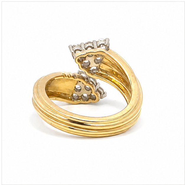 Estate 18K Yellow Gold Diamond Hinged Bypass Ring - Image 3
