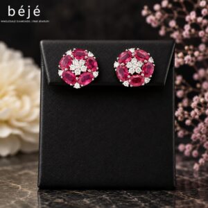 Meet Our Ruby and Diamond Flower Earrings - jewelry store in metairie - beje diamonds